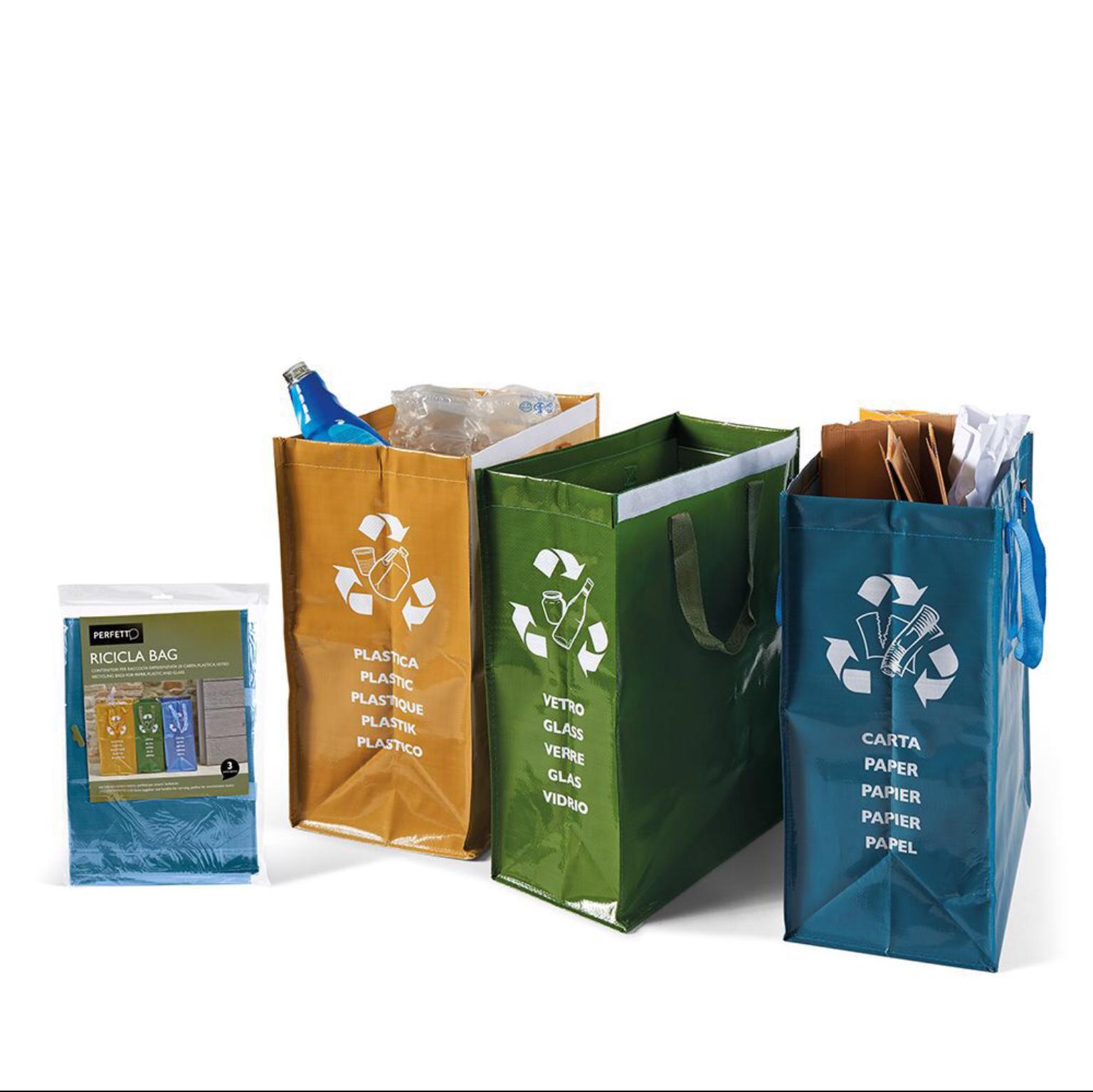 Borse raccolta differenziata, contenitore per la raccolta diffenziata di vetro, carta, plastica